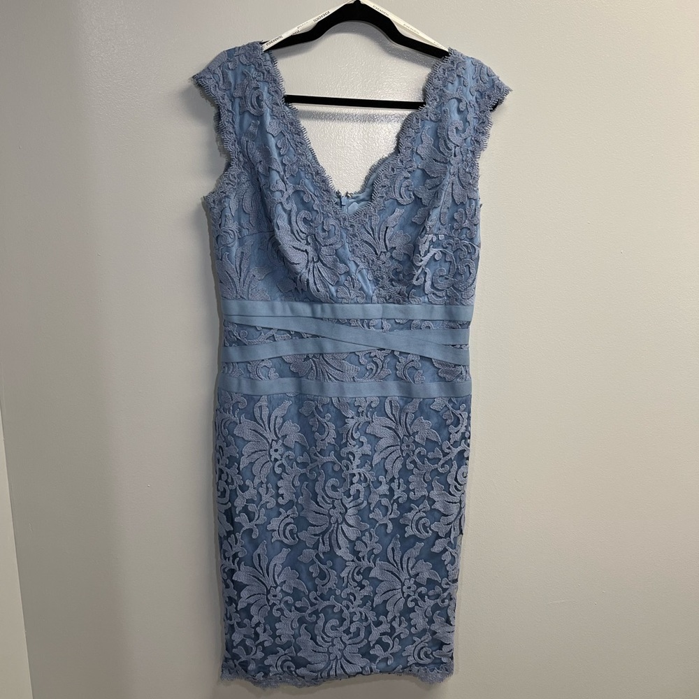 Tadashi Shoji Embroidered Lace Powdered Blue Dress - Size 12